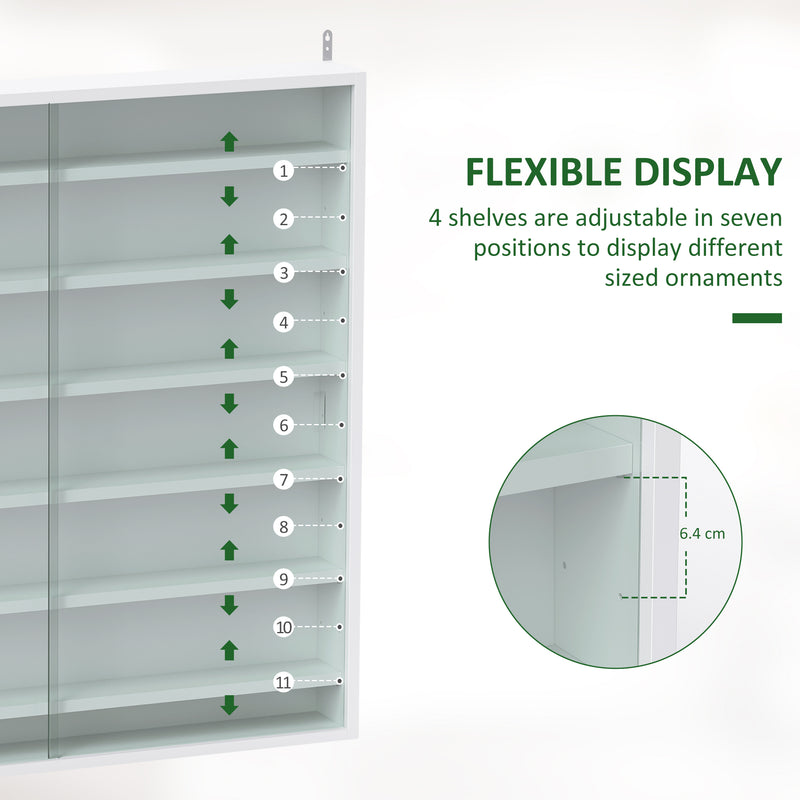 HOMCOM 7-Tier Wall Display Cabinet w/ Shelves Glass Doors
