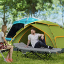 Outsunny Camping Bed For Adults With Mattress Folding Cot Light Grey