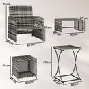 Outsunny 6 Piece Rattan Garden Furniture Set with Nesting Tables, Grey