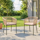 Outsunny Garden Chairs Set Of 2, Rattan Dining Chairs With Cushions, Natural