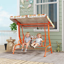 AIYAPLAY Kids Porch Swing with Seat Belts, Adjustable Canopy, Orange