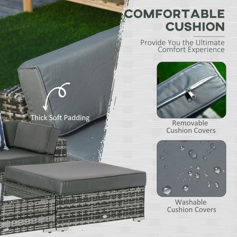 Outsunny Rattan Furniture Sofa Set - Grey