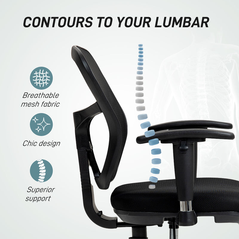 HOMCOM Drafting Stool Chair with Adjustable Armrest for Standing Desk, Black
