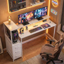 HOMCOM 147cm Gaming Desk With Charging Station And RGB Lights, White