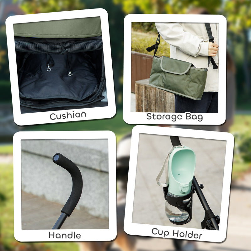 PawHut Lightweight Foldable Dog Stroller for Mini Dogs