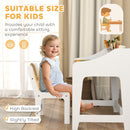 AIYAPLAY Kids Desk and Chair Set, Children Study Table with Storage, Natural