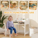 AIYAPLAY Kids Desk and Chair Set, Children Study Table with Storage, Natural