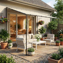 Outsunny 3 x 2 m Lean to Garden Pergola, Metal Frame Gazebo Pergola, Cream