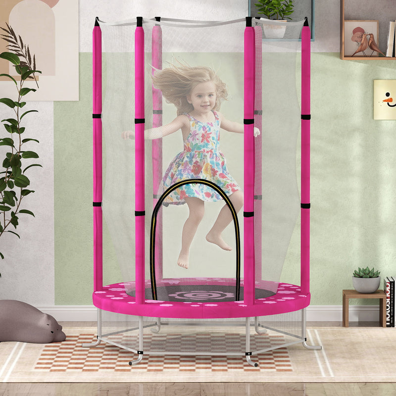 AIYAPLAY 4.6FT Kids Trampoline with Safety Enclosure Net - Pink