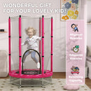 AIYAPLAY 4.6FT Kids Trampoline with Safety Enclosure Net - Pink