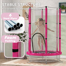 AIYAPLAY 4.6FT Kids Trampoline with Safety Enclosure Net - Pink