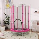 AIYAPLAY 4.6FT Kids Trampoline with Safety Enclosure Net - Pink