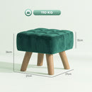 HOMCOM Modern Footstool, Fabric Foot Rest with Rubber Wood Legs, Dark Green