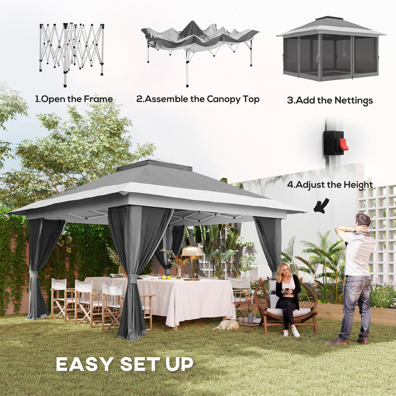 Outsunny 3.6 x 3.6m Pop Up Gazebo with Netting and Wheeled Bag