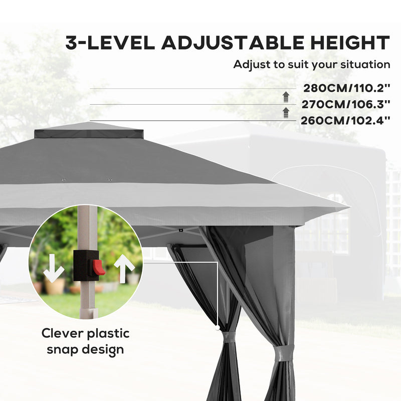 Outsunny 3.6 x 3.6m Pop Up Gazebo with Netting and Wheeled Bag