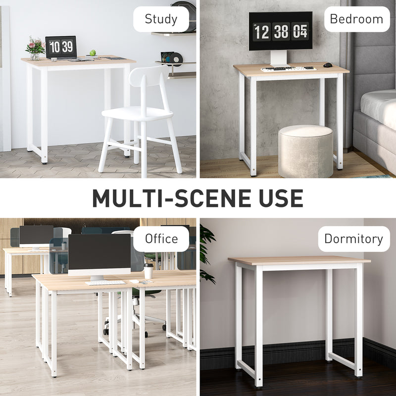 HOMCOM Computer Desk Dining Table Writing Table with Metal Frame, White