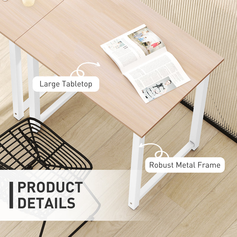 HOMCOM Computer Desk Dining Table Writing Table with Metal Frame, White