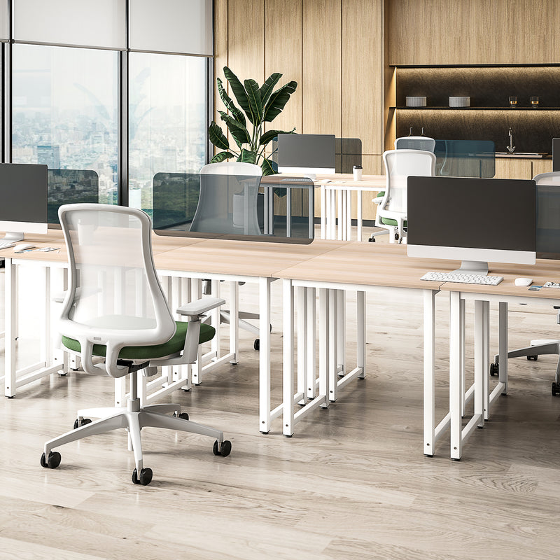 HOMCOM Computer Desk Dining Table Writing Table with Metal Frame, White