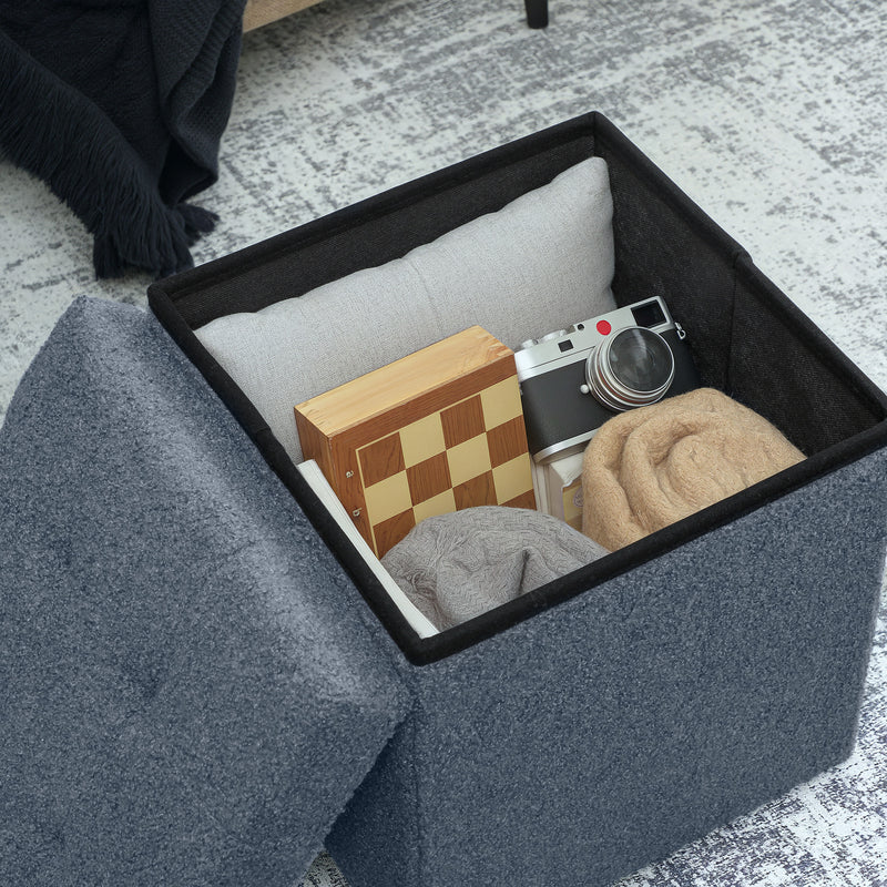 HOMCOM Foldable Velvet-Feel Storage Ottoman, 38 x 38 x 38 cm,