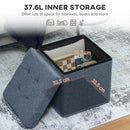 HOMCOM Foldable Velvet-Feel Storage Ottoman, 38 x 38 x 38 cm,