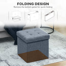 HOMCOM Foldable Velvet-Feel Storage Ottoman, 38 x 38 x 38 cm,