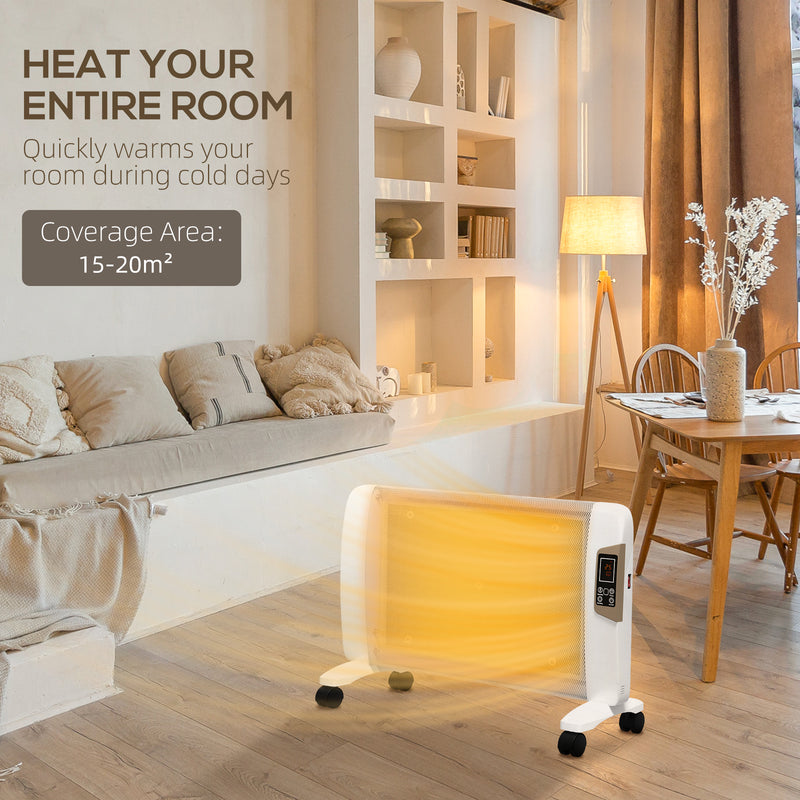 HOMCOM Mica Electric Space Heater, Portable Heater, 2 Heat Settings, White