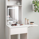 HOMCOM Compact Dressing Table with Lighted Mirror Open Shelves Drawer White