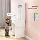 HOMCOM Compact Dressing Table with Lighted Mirror Open Shelves Drawer White