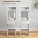 HOMCOM Compact Dressing Table with Lighted Mirror Open Shelves Drawer White