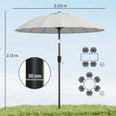 Outsunny 2m Shanghai Garden Parasol Umbrella, Outdoor Sun Shade, Light Grey