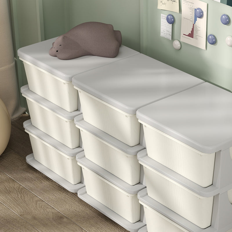 HOMCOM Kids Storage Units with Drawers 3 Tier Chest Dresser Tower