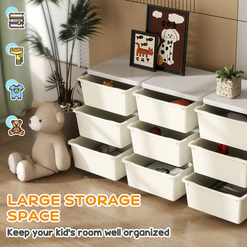 HOMCOM Kids Storage Units with Drawers 3 Tier Chest Dresser Tower