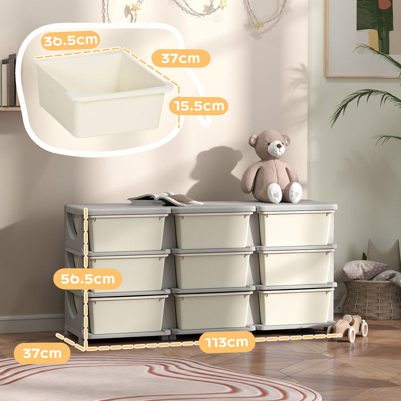 HOMCOM Kids Storage Units with Drawers 3 Tier Chest Dresser Tower