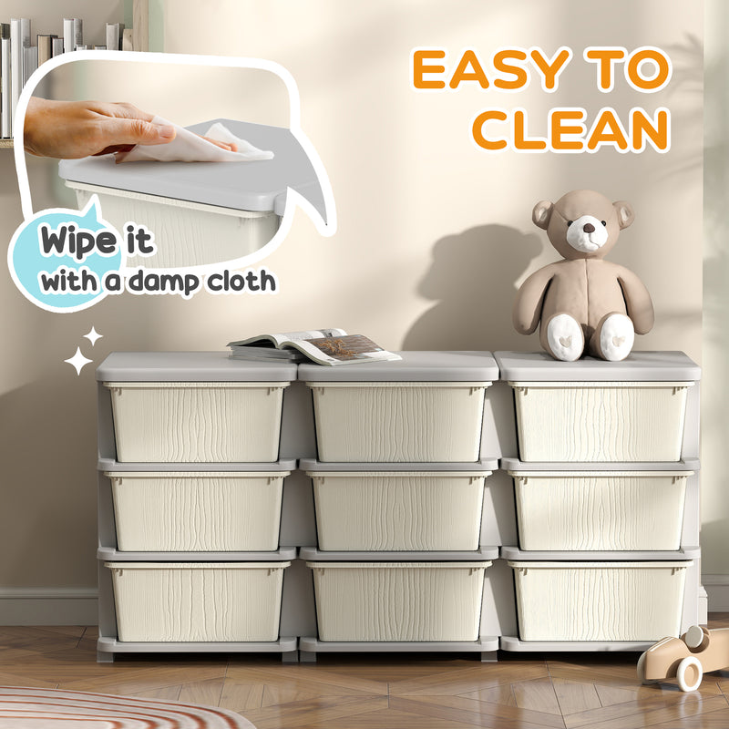 HOMCOM Kids Storage Units with Drawers 3 Tier Chest Dresser Tower