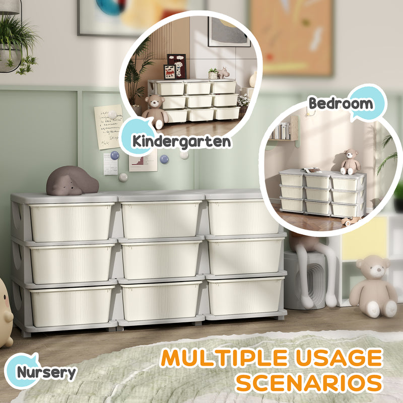 HOMCOM Kids Storage Units with Drawers 3 Tier Chest Dresser Tower