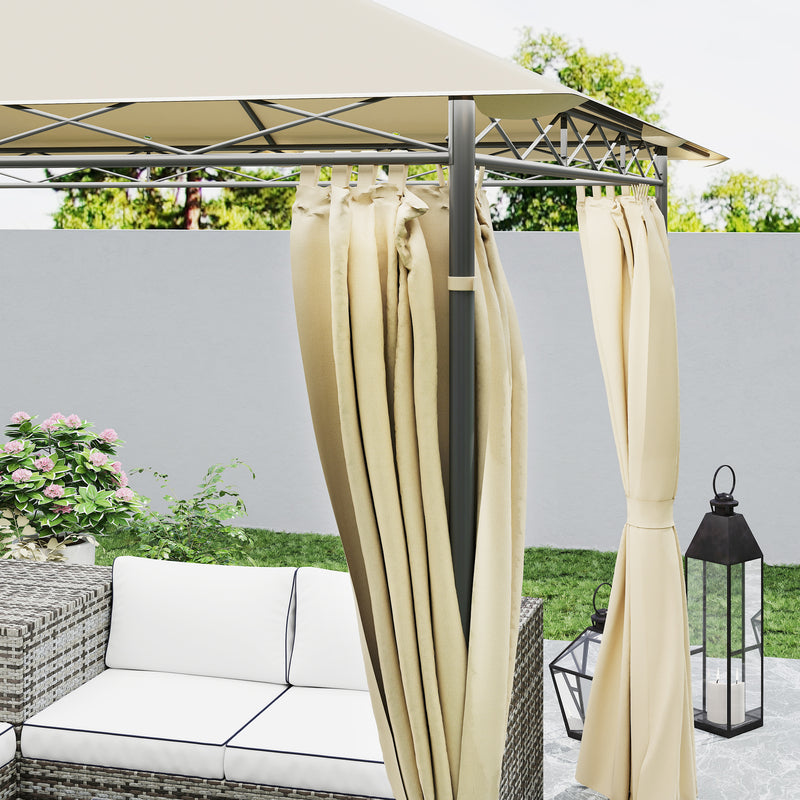 Outsunny 3 x 3 m Double Roof Outdoor Gazebo with Curtains, Dark Grey