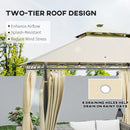 Outsunny 3 x 3 m Double Roof Outdoor Gazebo with Curtains, Dark Grey