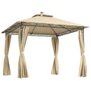 Outsunny 3 x 3 m Double Roof Outdoor Gazebo with Curtains, Dark Grey