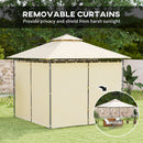 Outsunny 3 x 3 m Double Roof Outdoor Gazebo with Curtains, Dark Grey