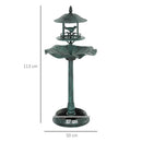 Outsunny 3-in-1 Garden Bird Bath, Birdbath with Large Water Basin, Green