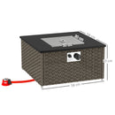 Outsunny 13 KW Rattan Gas Fire Pit Table, Propane Fire Pit for Garden, Grey