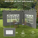 Outsunny Gazebo Side Panels for 3x3(m) or 3x4m Pop Up Gazebo, Dark Grey