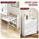 HOMCOM Folding Dining Table, Kitchen Table with Shelves White