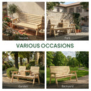 Outsunny Convertable 3-Seater Wood Bench Table Garden W/ Armrests Natural