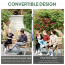 Outsunny Convertable 3-Seater Wood Bench Table Garden W/ Armrests Natural