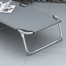 Outsunny Camping Cot Picnic Sun Lounger Portable Folding Chaise Chair Grey