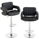 HOMCOM Bar Stools Adjustable Swivel With Armrest Set Of 2 Black