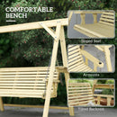 Outsunny 3 Seater Wooden Garden Swing Chair with Side Tables
