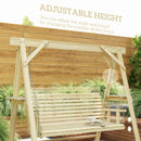 Outsunny 3 Seater Wooden Garden Swing Chair with Side Tables
