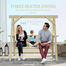 Outsunny 3 Seater Wooden Garden Swing Chair with Side Tables